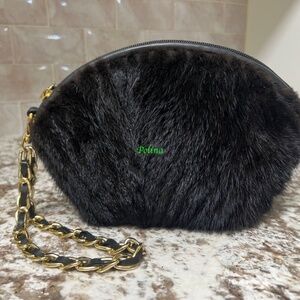 LIKE NEW Vintage Dark Brown Paolo Masi Mink wristlet purse Elegant and beautiful